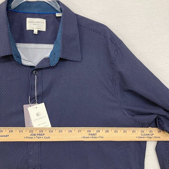New CON.STRUCT Slim Fit XXL Blue Polka Dot Long Sleeve Button Down Preppy - Picture 7 of 10